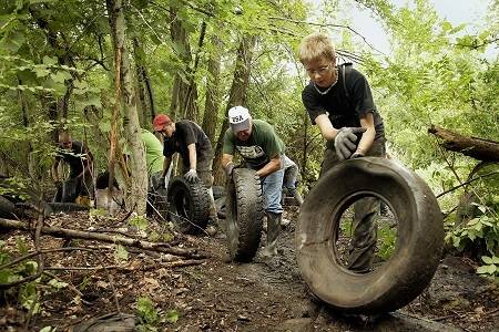 Tire Removal from wooded area